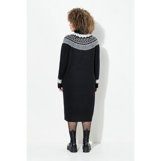 Ulla Popken Robe en maille motif norvégien col roulé manches longues  