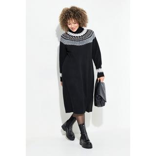 Ulla Popken Robe en maille motif norvégien col roulé manches longues  