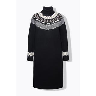 Ulla Popken Robe en maille motif norvégien col roulé manches longues  