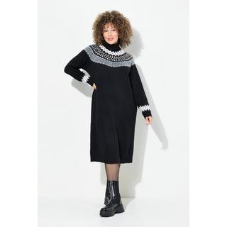 Ulla Popken Robe en maille motif norvégien col roulé manches longues  