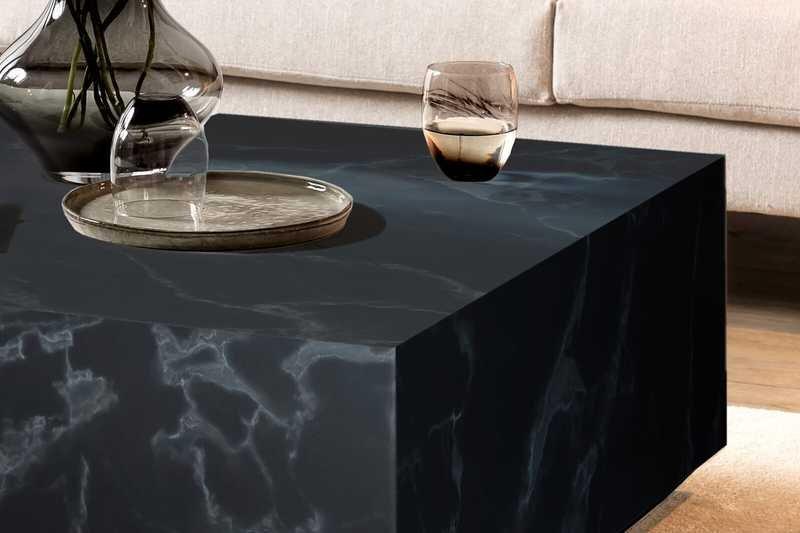 mutoni Table basse en marbre noir 90x90  