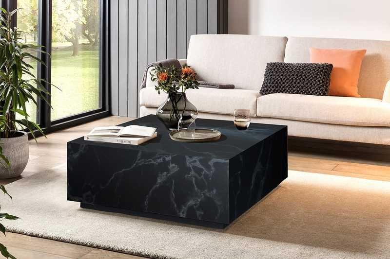 mutoni Table basse en marbre noir 90x90  