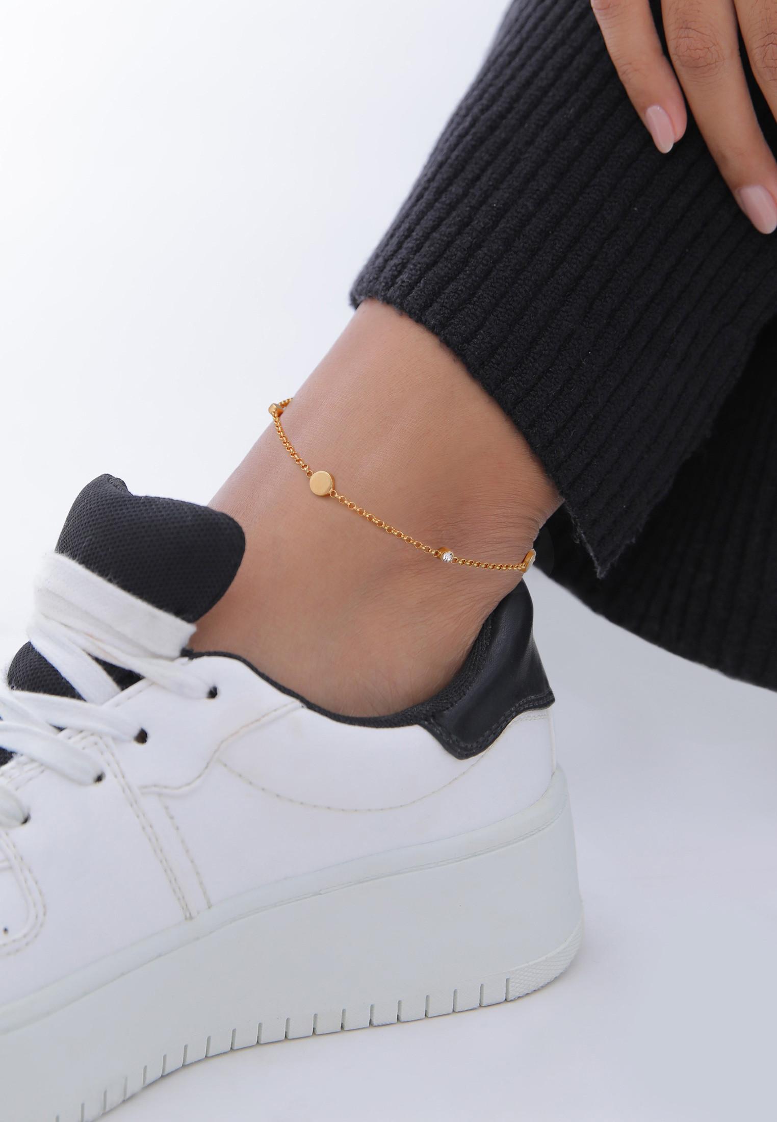 Elli  Bracelet de Cheville Kristalle Plättchen Basic 925 Silber 