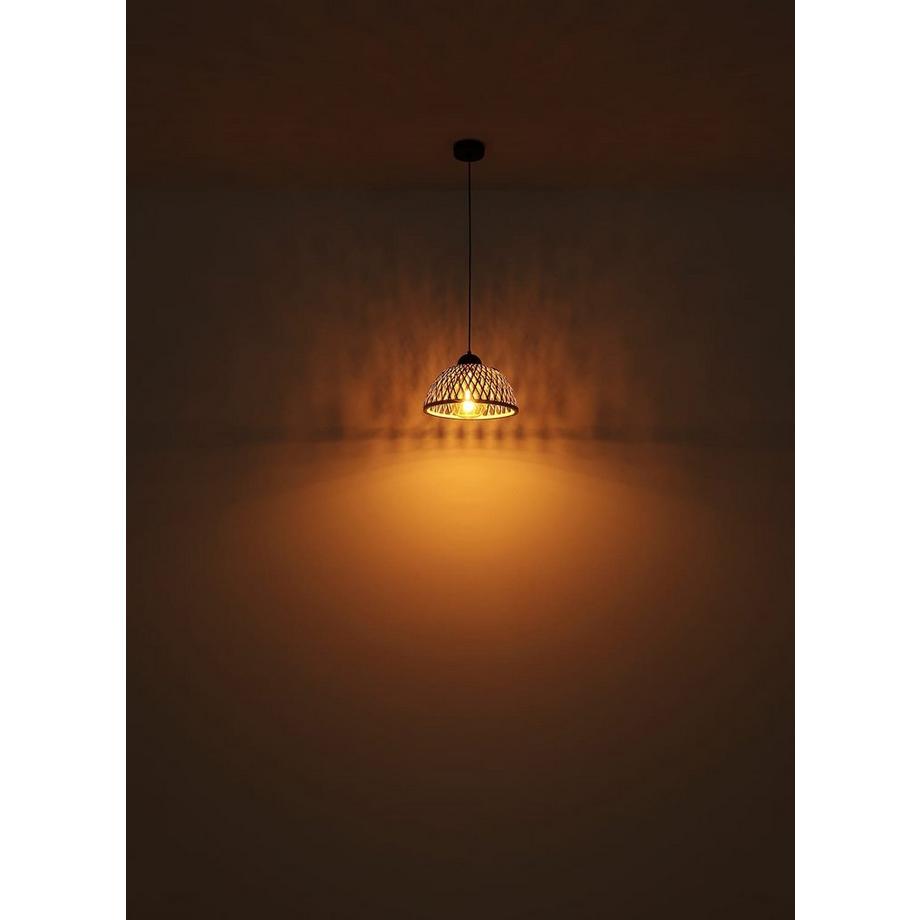 mutoni Lampada a sospensione Colly metallo bambù nero marrone 1xE27  