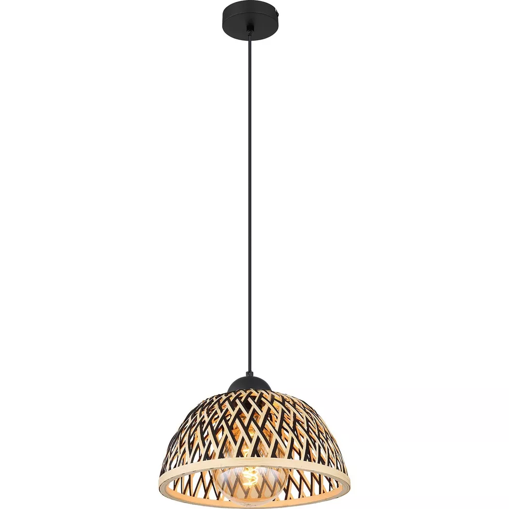 mutoni – Hängeleuchte Colly Metall Bambus 1xE27, One Size, Schwarz