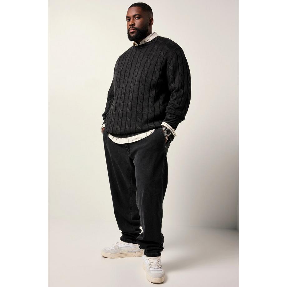 Sthuge Zopfstrick Vintage Look Pullover  