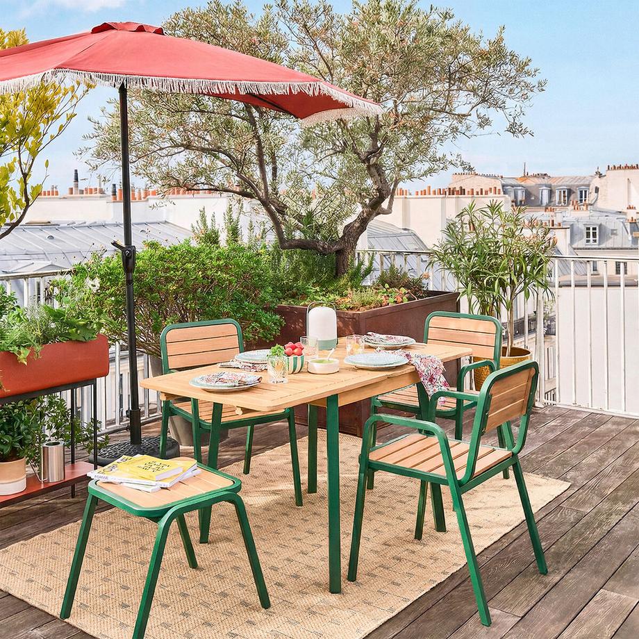 La Redoute Intérieurs Table jardin extensible métal acier acacia  
