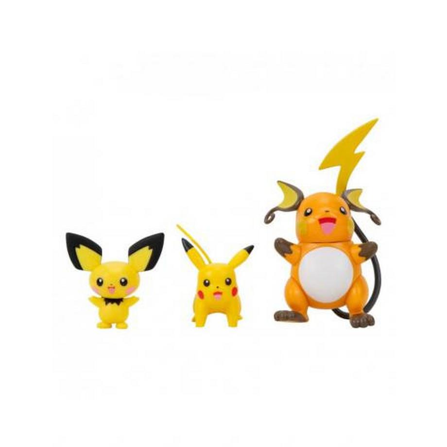 jazwares  AF Pokemon Select: Evolution Pichu, Pikachu, Raichu 3PK 7cm 