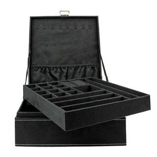 eStore  Boîte à bijoux, Daim - Noir, 26 x 26 cm 