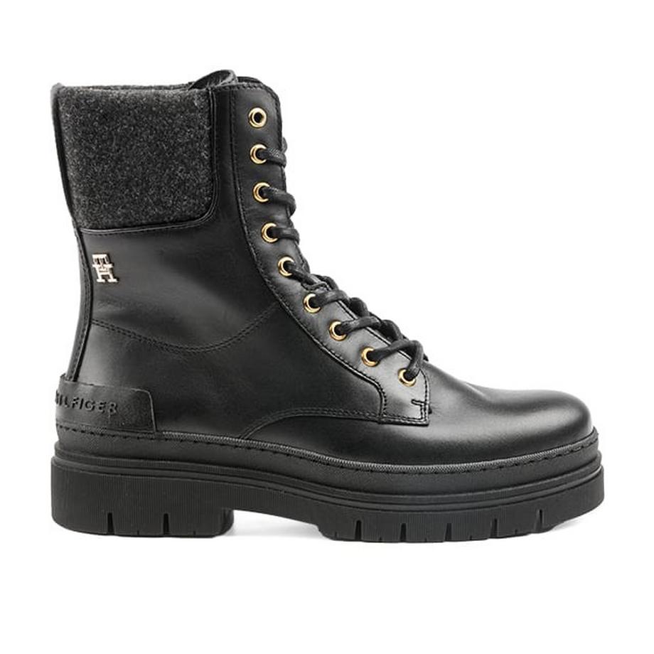 TOMMY HILFIGER Feminine Felt Lace Up Stiefel  