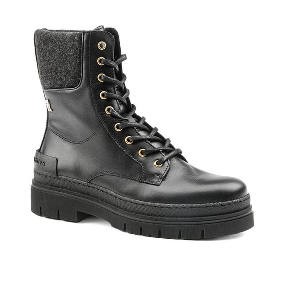 TOMMY HILFIGER Feminine Felt Lace Up Stiefel  