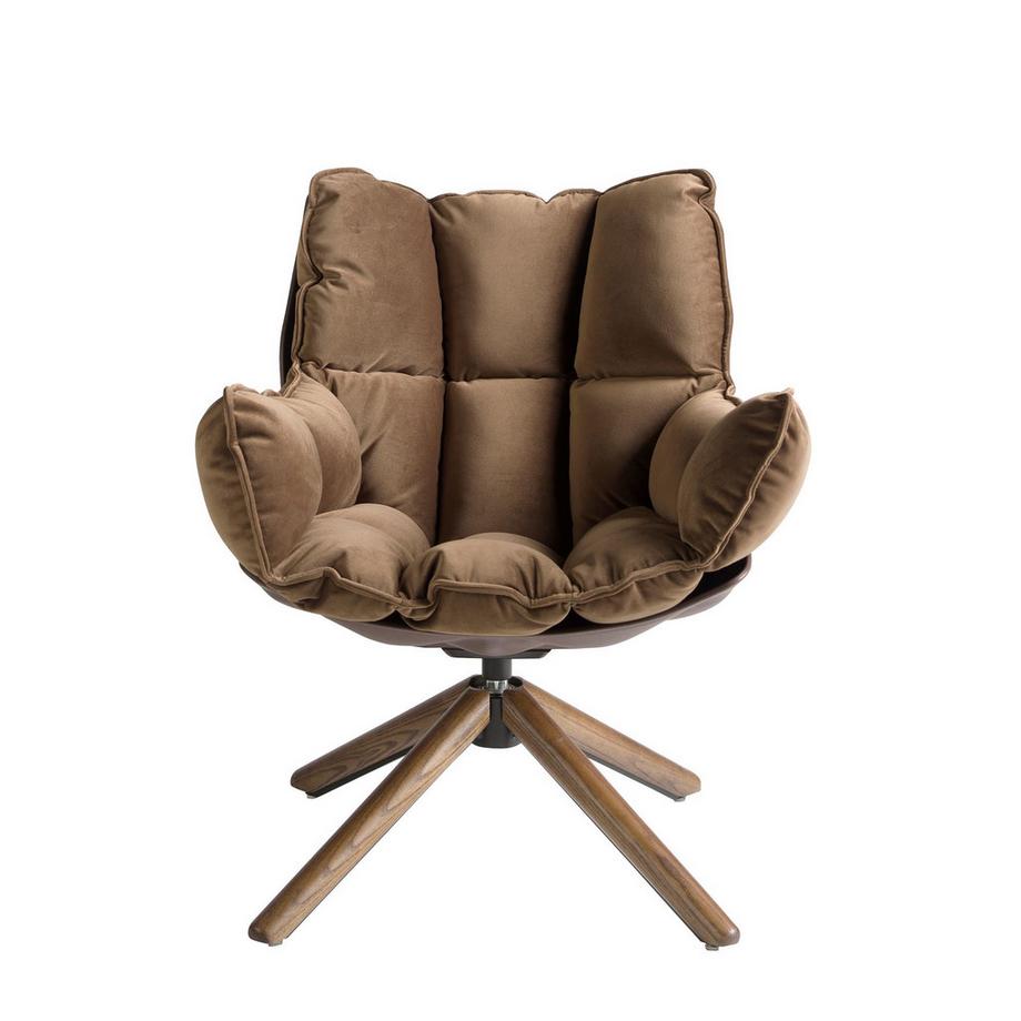 ANGEL CERDA Fauteuil pivotant en velours marron et pvc marron  