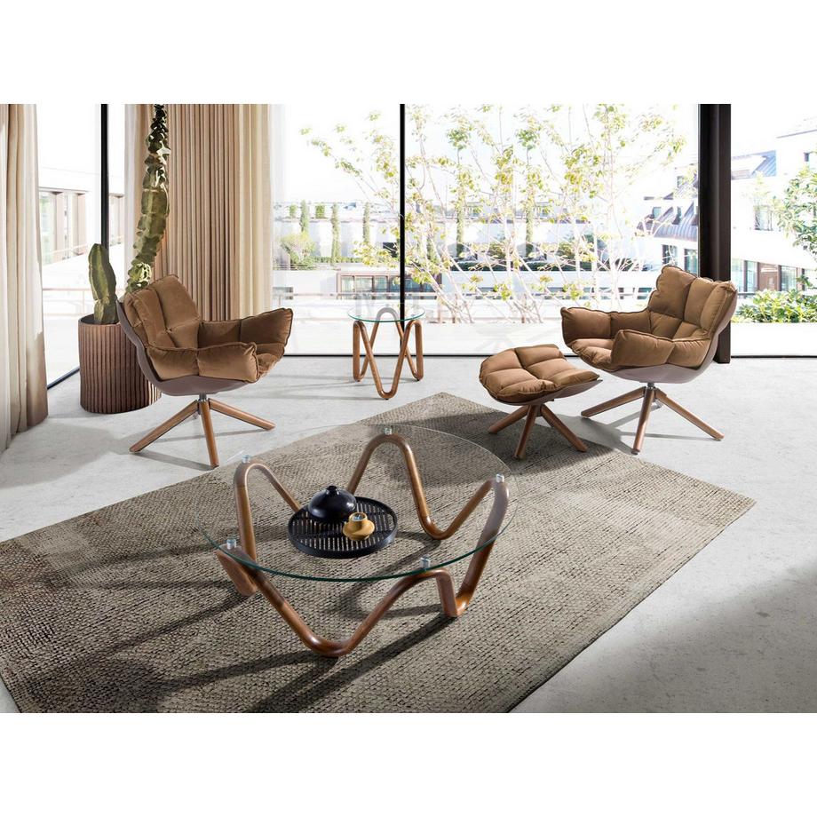 ANGEL CERDA Fauteuil pivotant en velours marron et pvc marron  