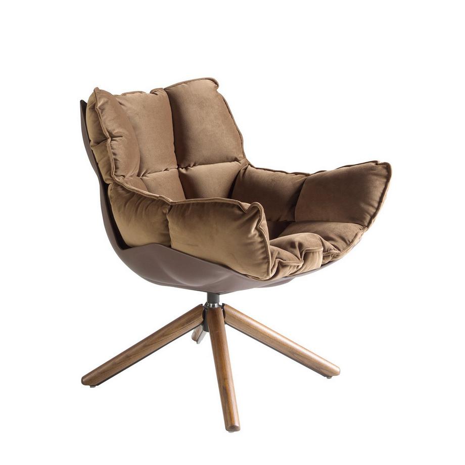 ANGEL CERDA Fauteuil pivotant en velours marron et pvc marron  