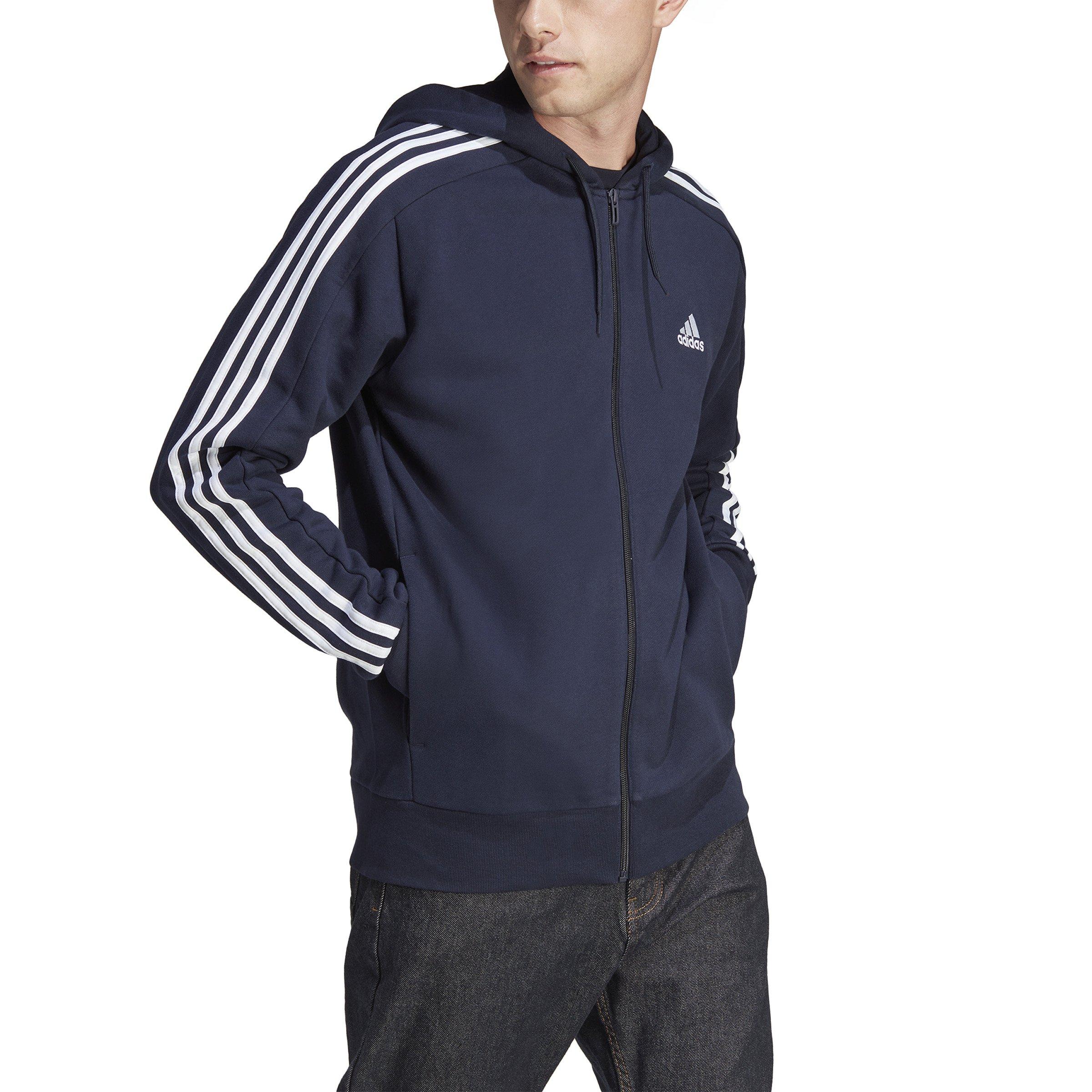 adidas  Felpa con cappuccio e zip adidas 3-Stripes Essentials French Terry 