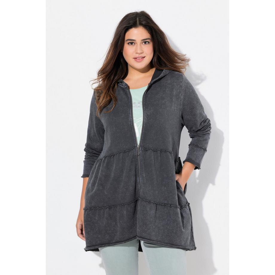 Ulla Popken Longue Veste à Capuche Look Vintage Ligne A  