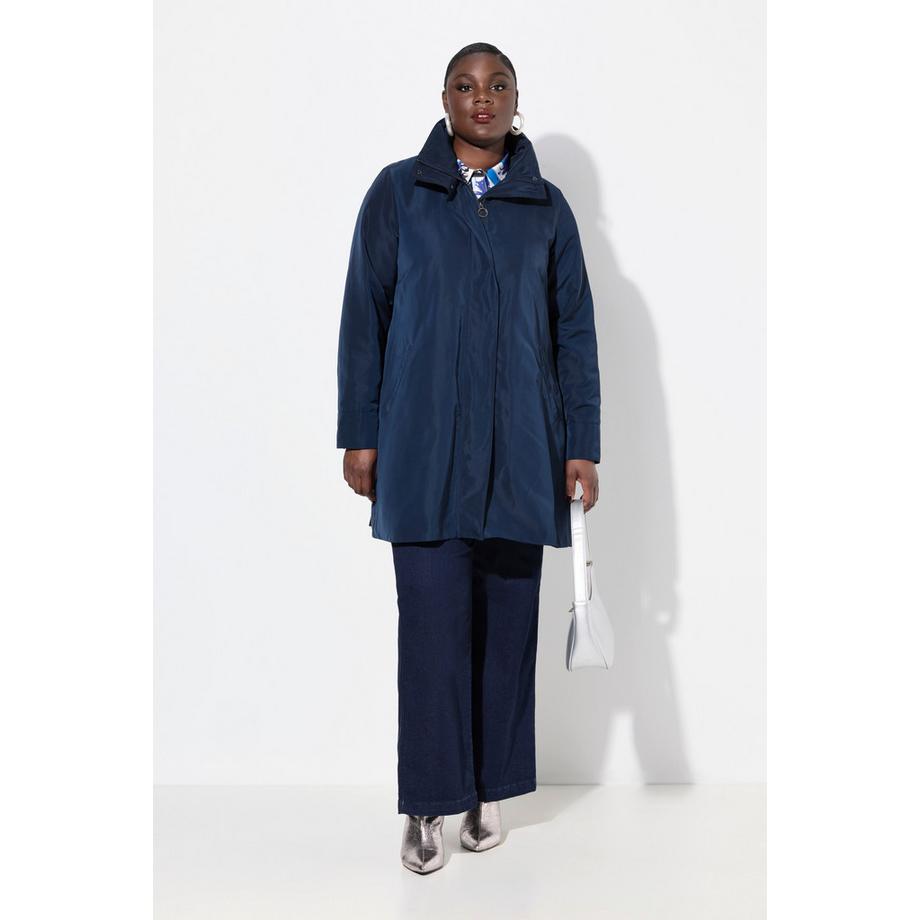 Ulla Popken A-Linie Jacke mit Plisseefalten am Rücken und Stehkragen  