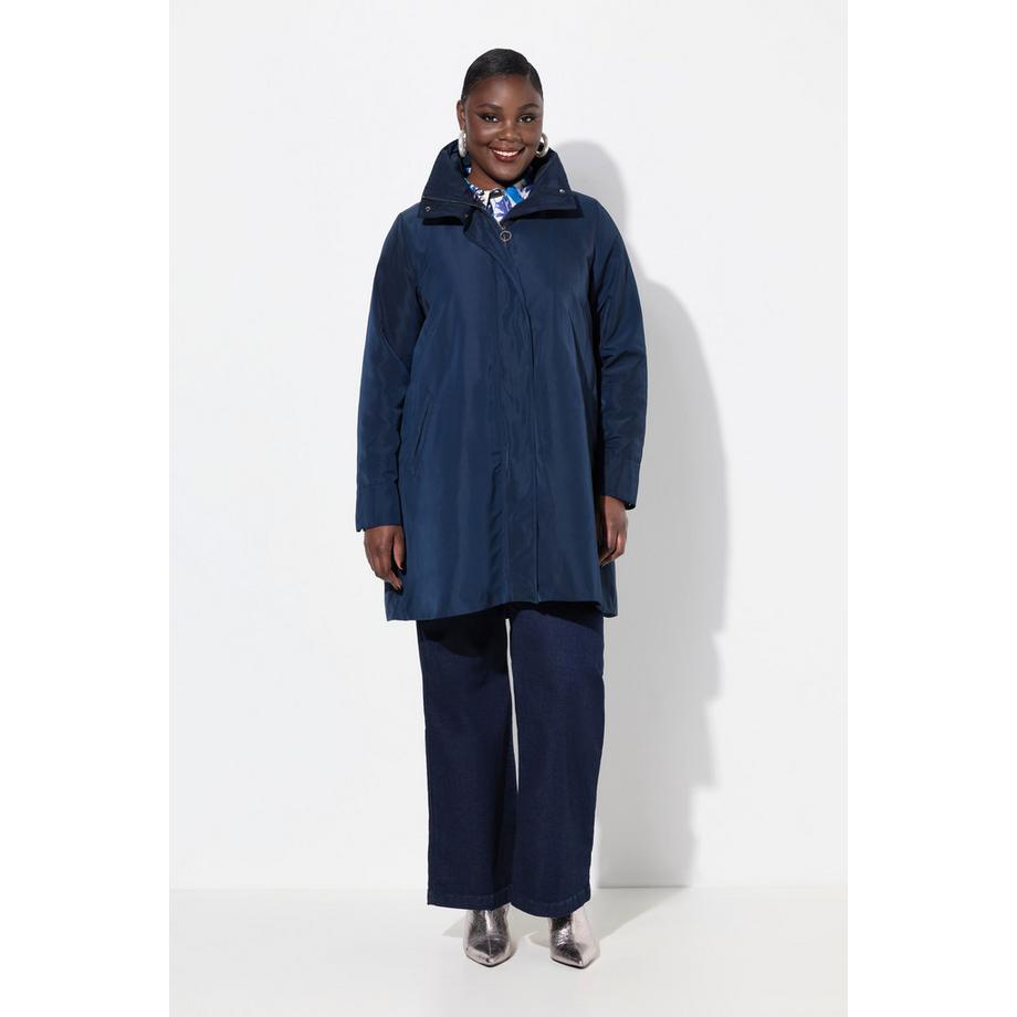 Ulla Popken A-Linie Jacke mit Plisseefalten am Rücken und Stehkragen  