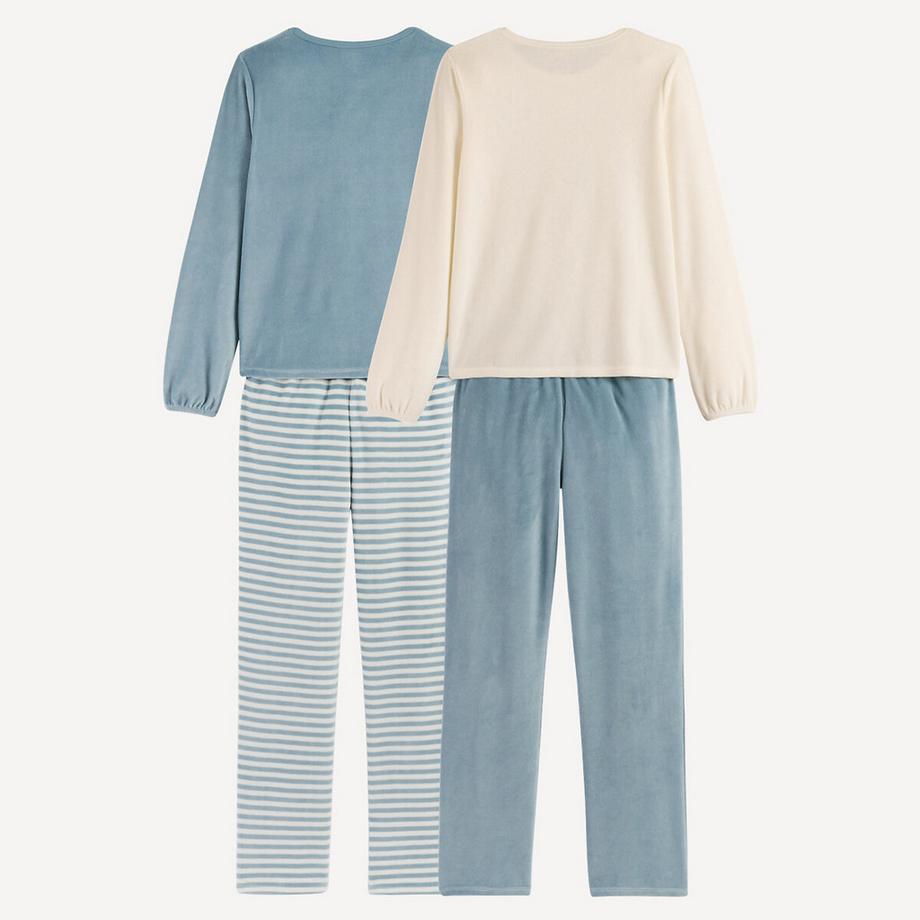 La Redoute Collections  2er-Pack Langarm-Pyjamas aus Velours 