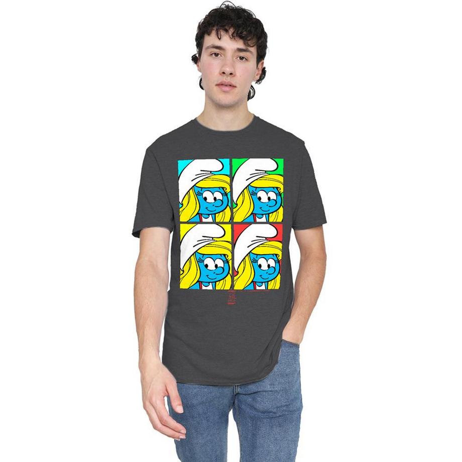 Les Stroumpfs T-Shirt Motif Schtroumpfette Carreaux  
