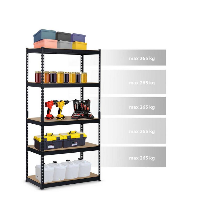 B2X  Etagère métal Humberg 183 x 90 x 45 cm

Cette étagère a une construction renforcée qui assure une stabilité et une capacité de charge maximales :
- Épaisseur des profilés verticaux : 1 mm
- Épaisseur des profils horizontaux : 0,8 mm
- Épaisseur du pa 