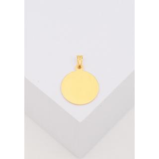 MUAU Schmuck  Anhänger Medaille Engel Gelbgold 750, 16mm 