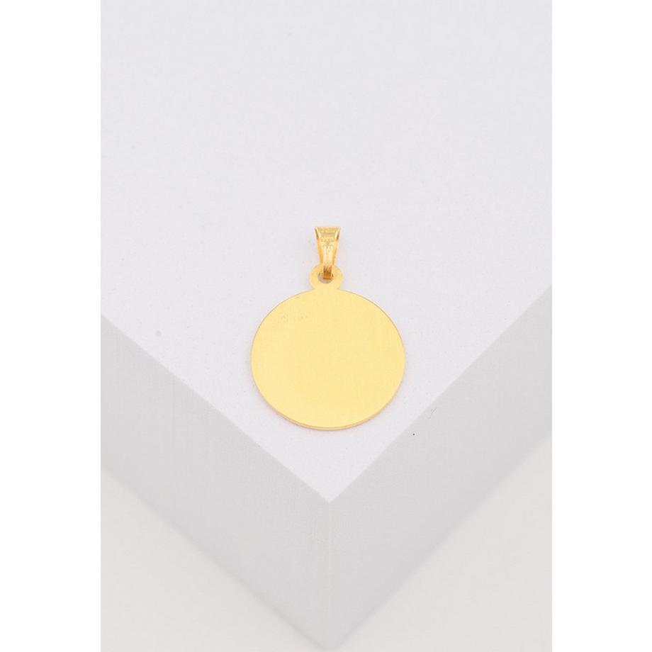 MUAU Schmuck  Anhänger Medaille Engel Gelbgold 750, 16mm 