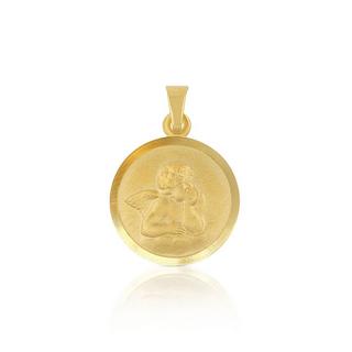 MUAU Schmuck  Pendentif médaille ange en or jaune 750, 16mm 