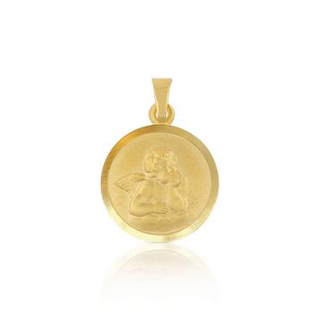 Anhänger Medaille Engel Gelbgold 750, 16mm