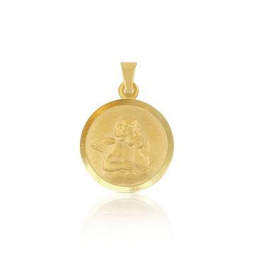 Pendentif médaille ange en or jaune 750, 16mm