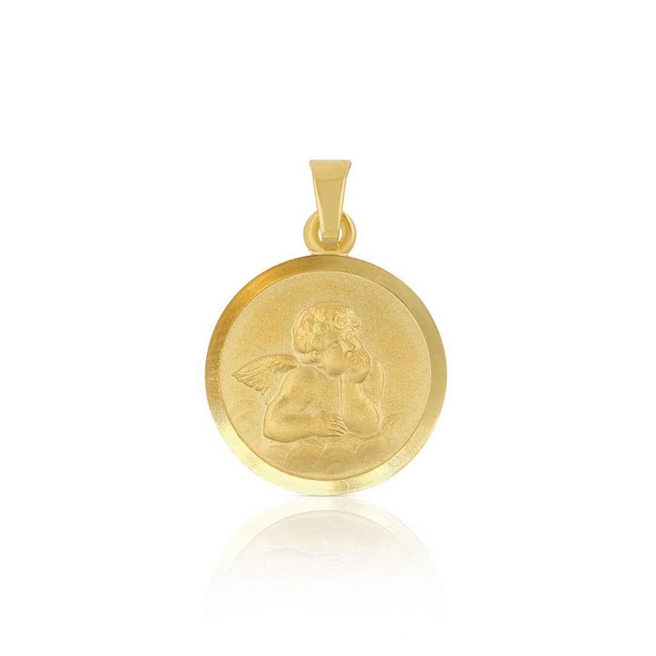 Anhänger Medaille Engel Gelbgold 750, 16mm