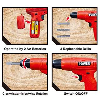 Activity-board  Ensemble d'outils de construction de 19 pièces avec boîte à outils pour enfants, kit de jeu avec outils de construction, perceuse et accessoires, ensemble d'outils pour enfants, outils de jeu, outils de jeu de rôle 