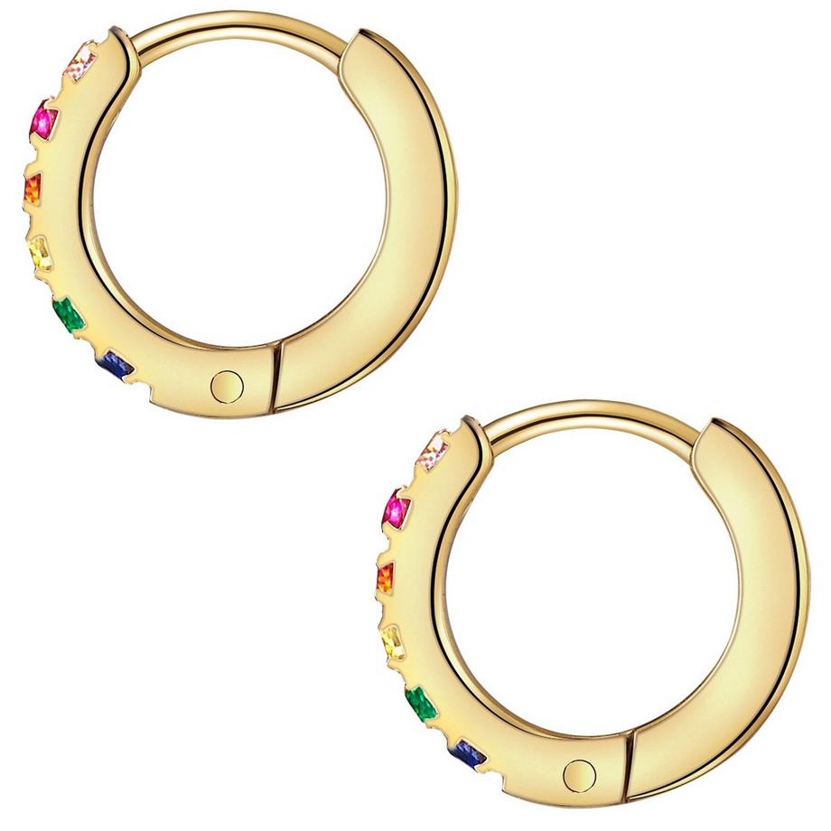 Lulu & Jane  Creolen Edelstahl gelbgold  Zirkonia bunt 