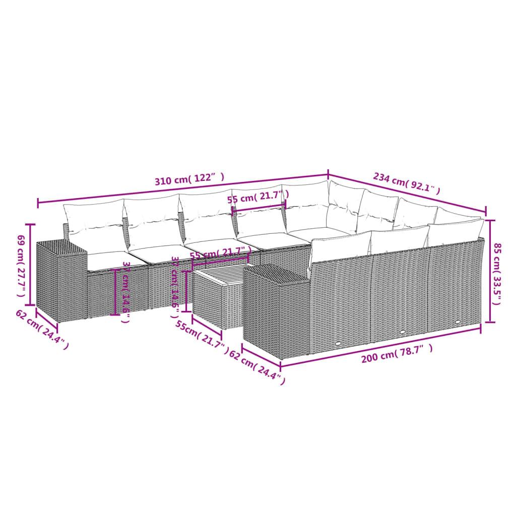 VidaXL set divano da giardino Polirattan  