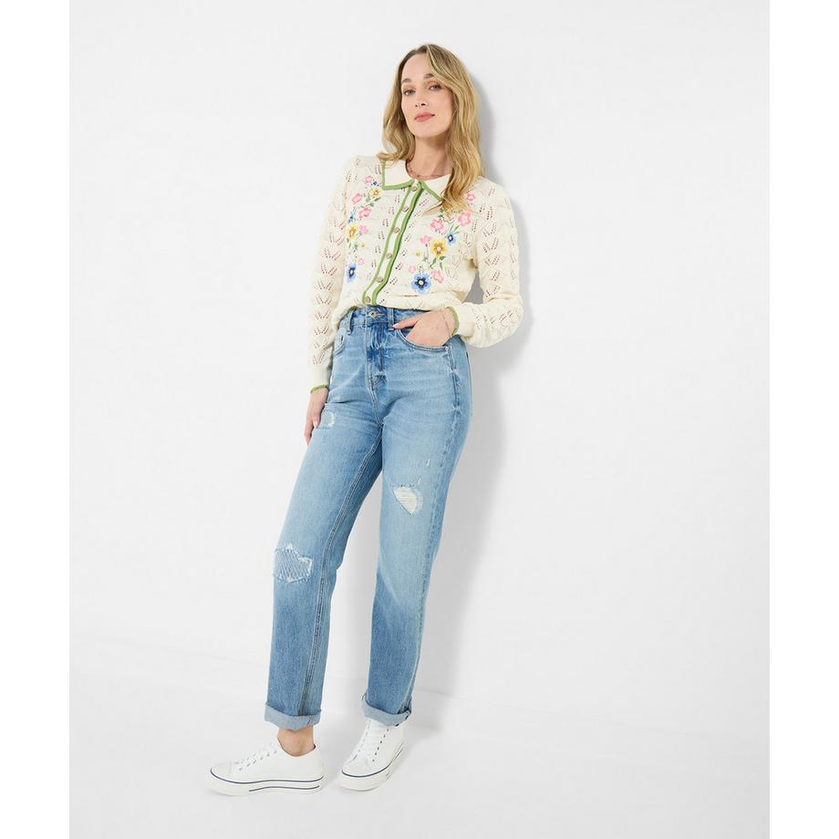 Joe Browns Cardigan con Collo Lavorazione Traforata e Ricamo Floreale  
