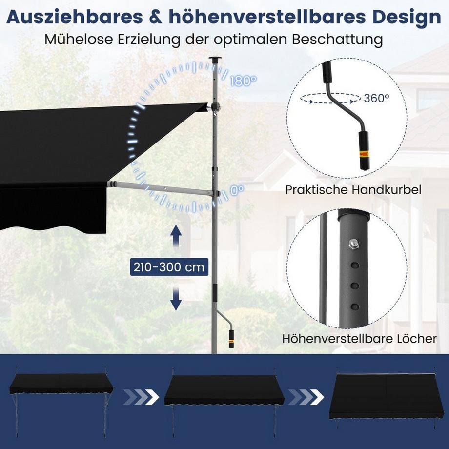 Northix Auvent rétractable, sans perçage, résistant aux UV  