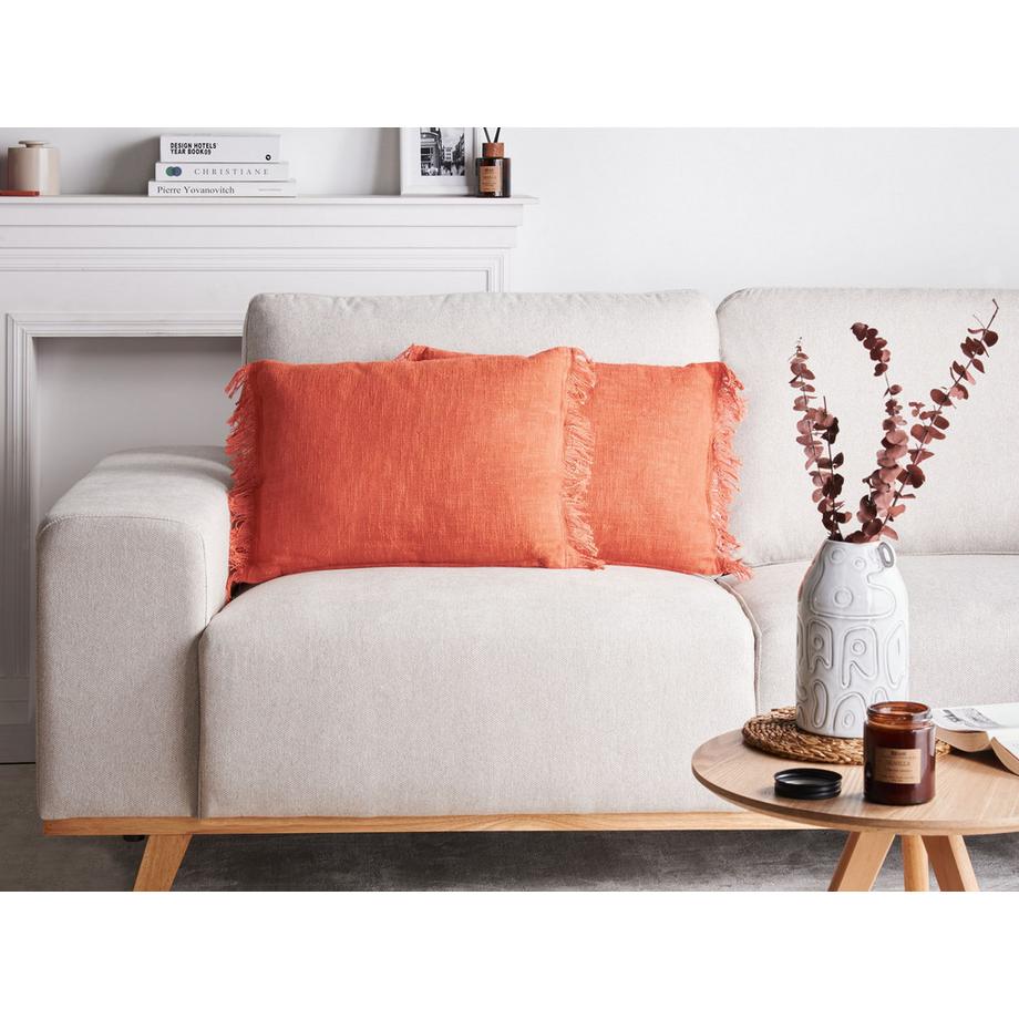 Beliani Lot de 2 coussins décoratifs en Coton  MABA  