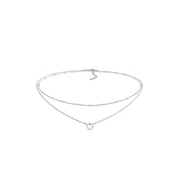 Collier Choker Layer Kristall Kugelkette 925 Silber