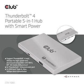 Club3D  Certified Thunderbolt™4 Tragbarer 5-in-1-Hub mit Smart Power 