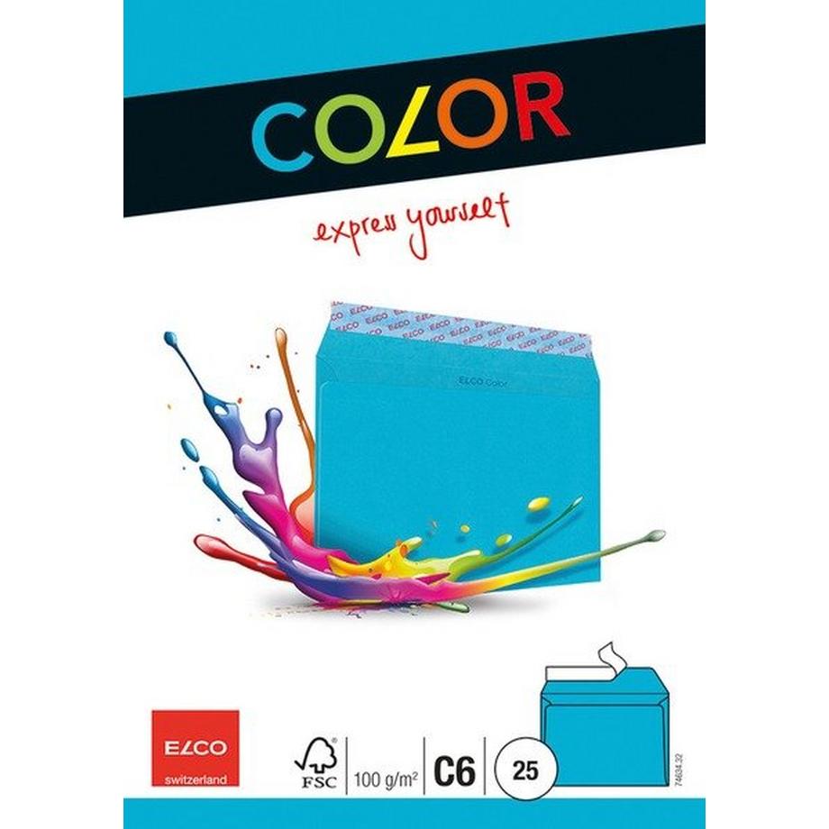 elco ELCO Couvert Office o/Fenster C6 74634.32 100g, blau 25 Stück  