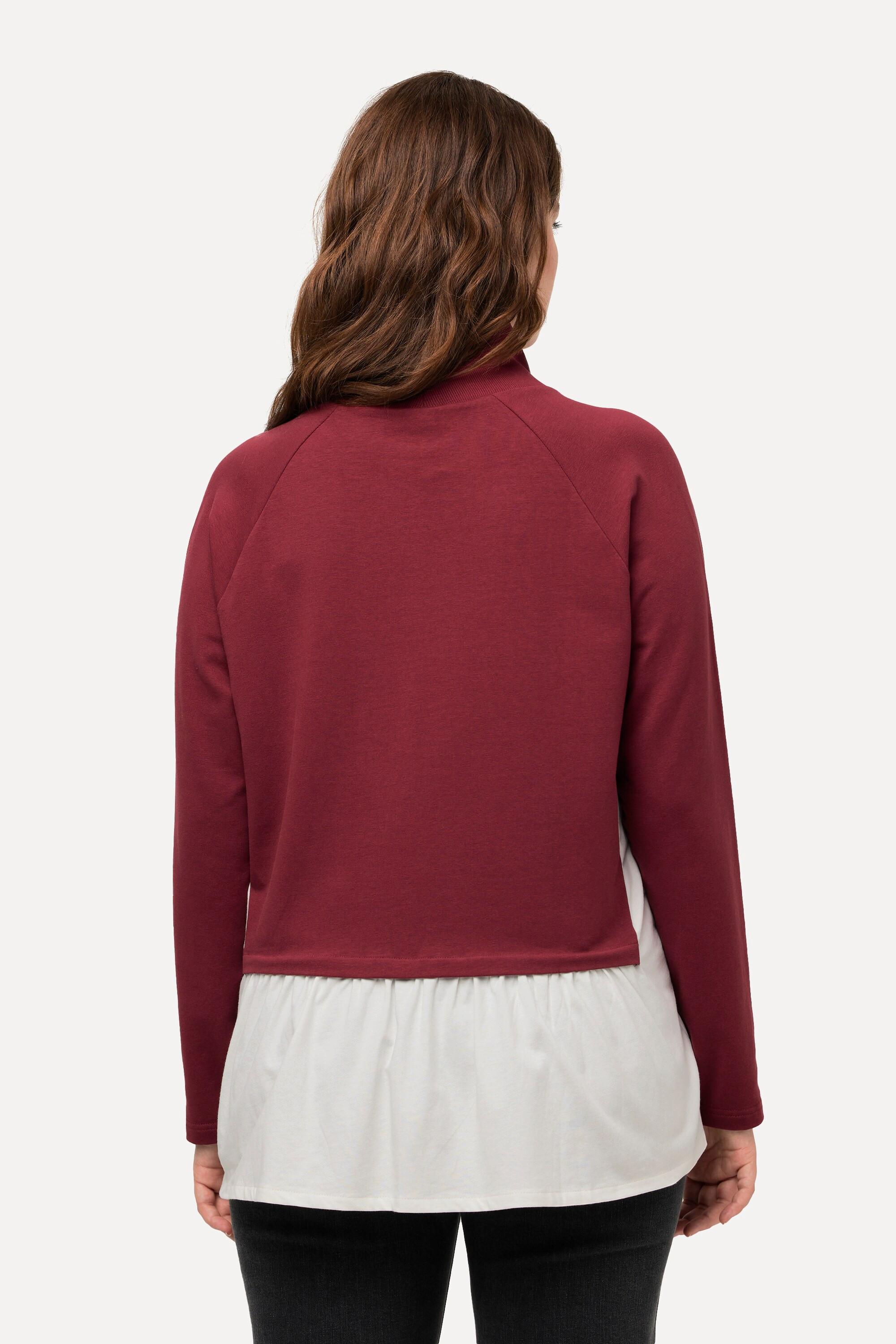 Ulla Popken Sweat-shirt Effet Superposé Col Montant Manches Longues Coton Bio  