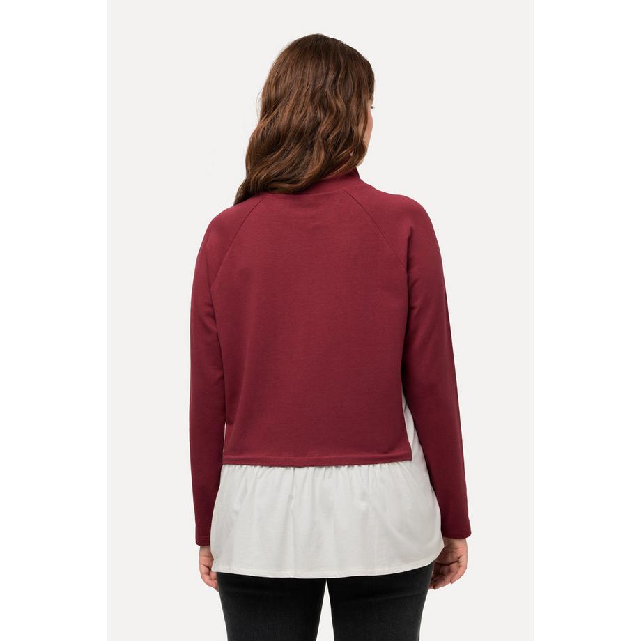Ulla Popken Sweatshirt Lagenoptik Stehkragen Langarm Biobaumwolle  