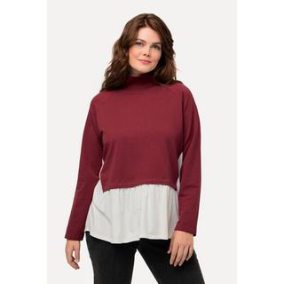 Ulla Popken Sweat-shirt Effet Superposé Col Montant Manches Longues Coton Bio  