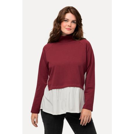 Ulla Popken Sweat-shirt Effet Superposé Col Montant Manches Longues Coton Bio  