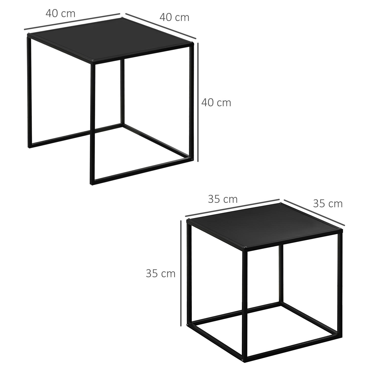 Northio Table Basse Lot De 2 Tables D'Appoint Au Design Moderne, Structure En Acier, Jusqu'À 10 Kg, Noir, 120X59X45Cm  