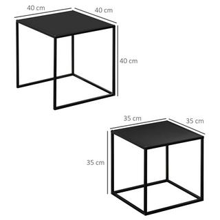 Northio Table Basse Lot De 2 Tables D'Appoint Au Design Moderne, Structure En Acier, Jusqu'À 10 Kg, Noir, 120X59X45Cm  