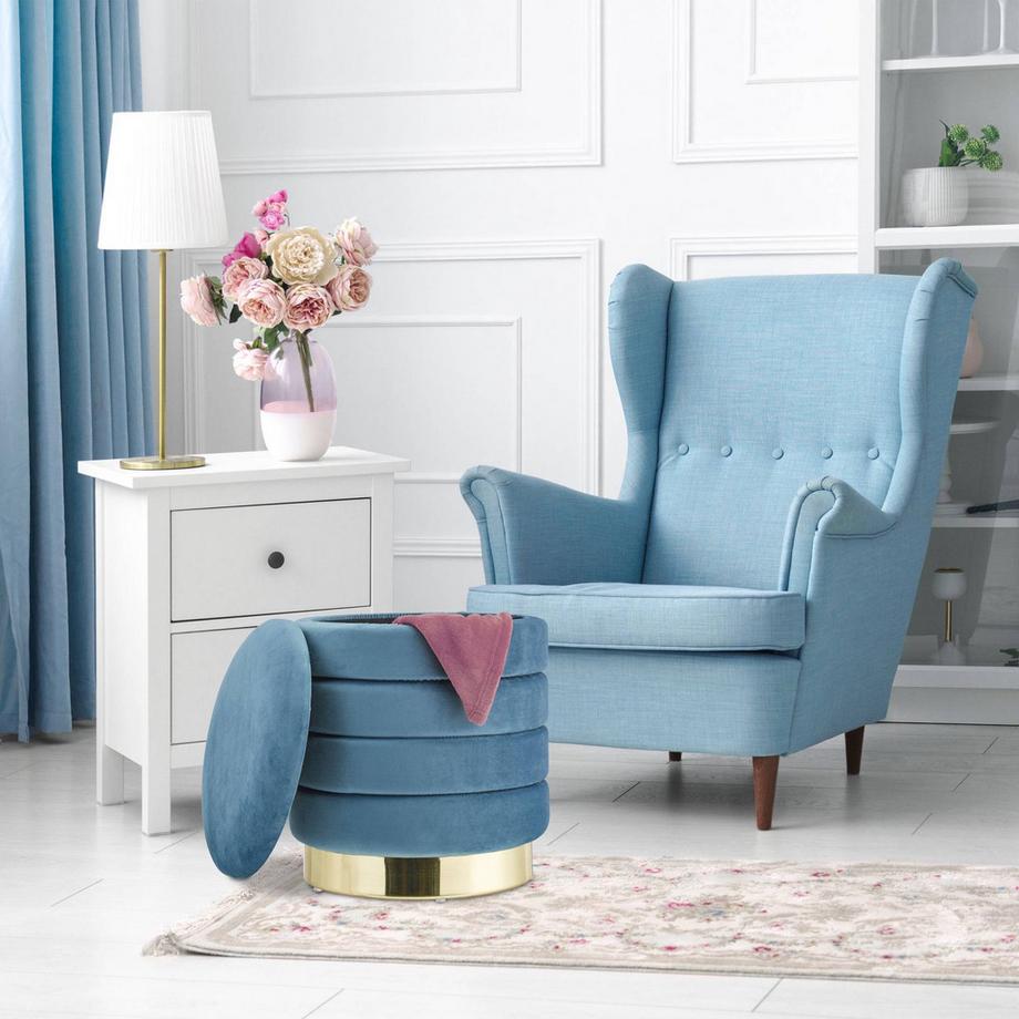 B2X Samthocker mit Stauraum petroleum  