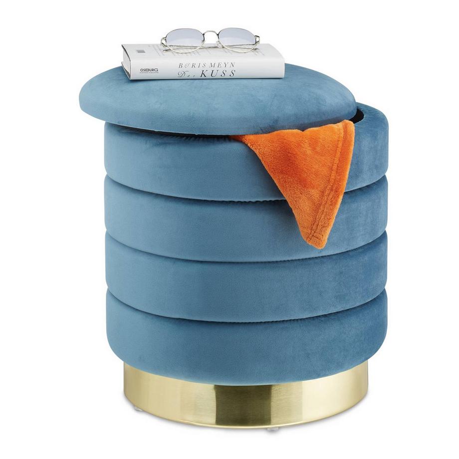 Samthocker mit Stauraum petroleum