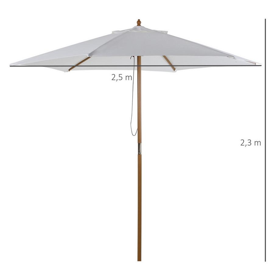 Northio Parasol, parasol de jardin, 3 niveaux, protection solaire, bambou 180/㎡ polyester, blanc, Ø2,5 x 2,3 m  