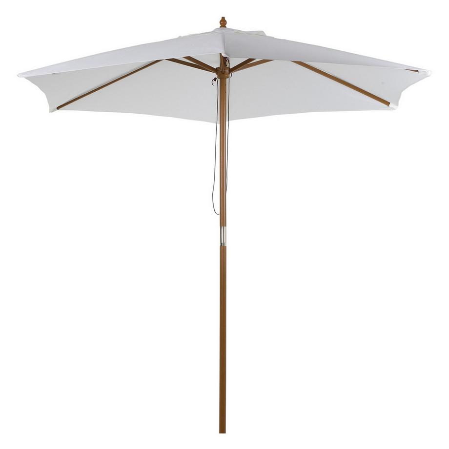 Parasol, parasol de jardin, 3 niveaux, protection solaire, bambou 180/㎡ polyester, blanc, Ø2,5 x 2,3 m